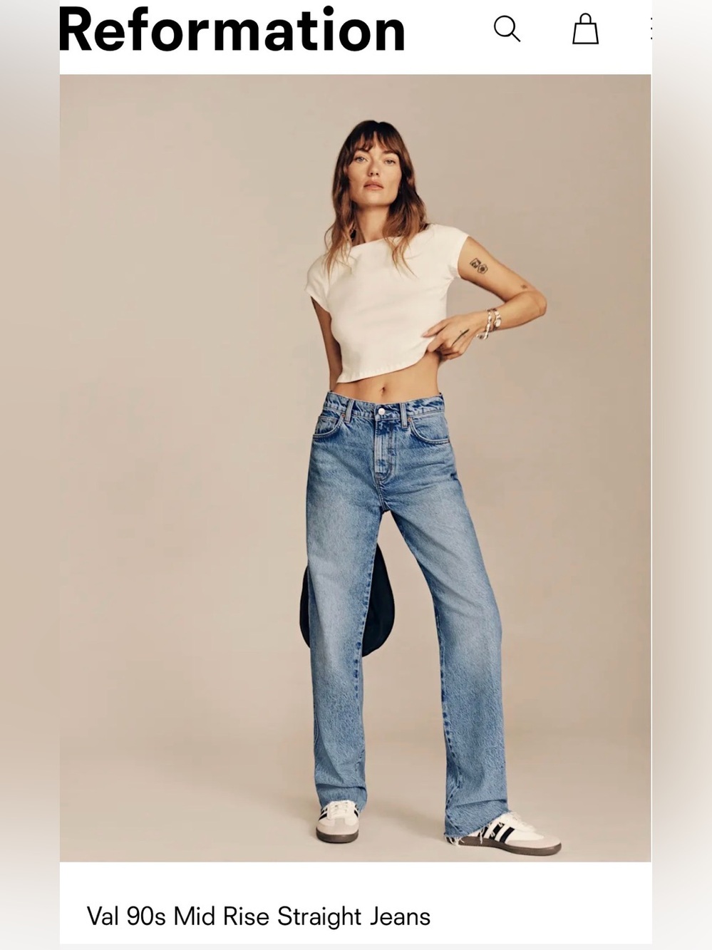 NWT Reformation Val Mid Rise Straight Jeans